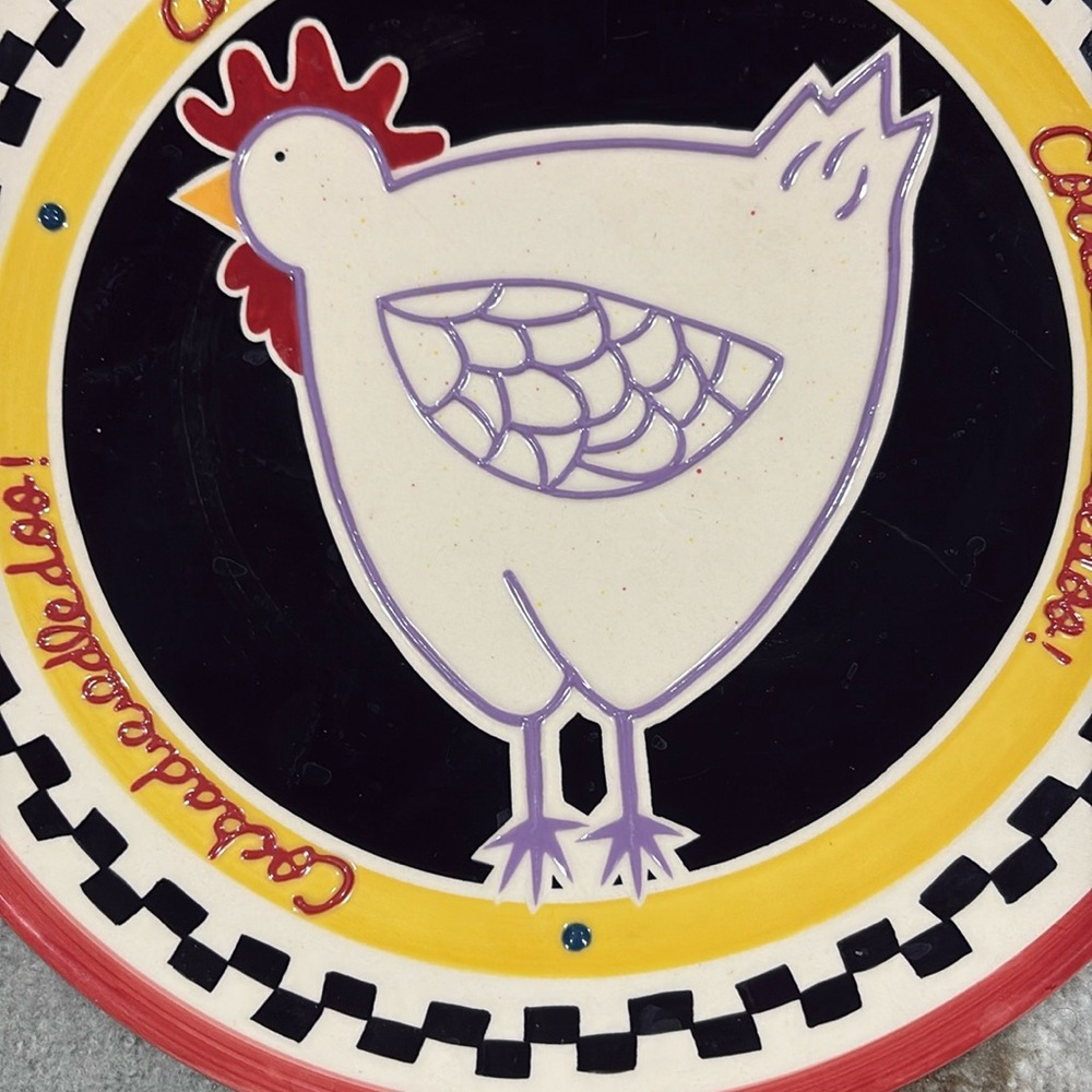 12 inch serving platter rooster chicken theme